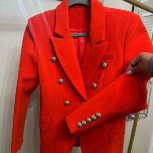 Vibrant Red Double-Breasted Blazer